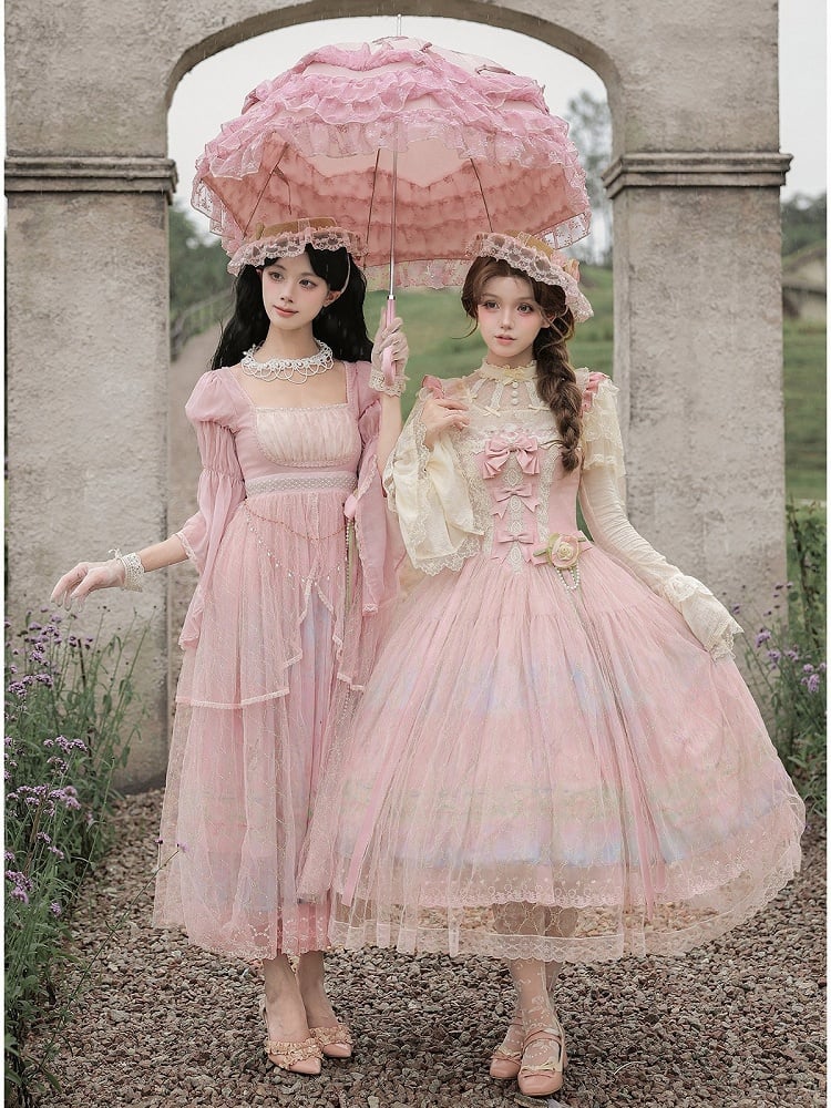 Pink Lolita Hat Adorned with Delicate Lace Accents and Charming Style - With PUJI
