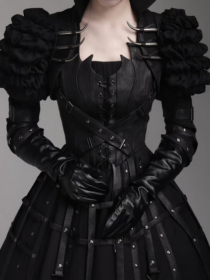 Black Collared Cropped Jacket with Spine Studs - FOXTROT