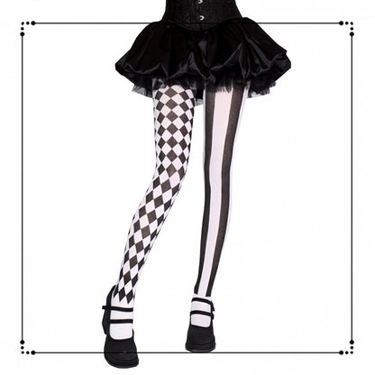 Vibes Asymmetrical Clown / Black Red Tights Circus Print