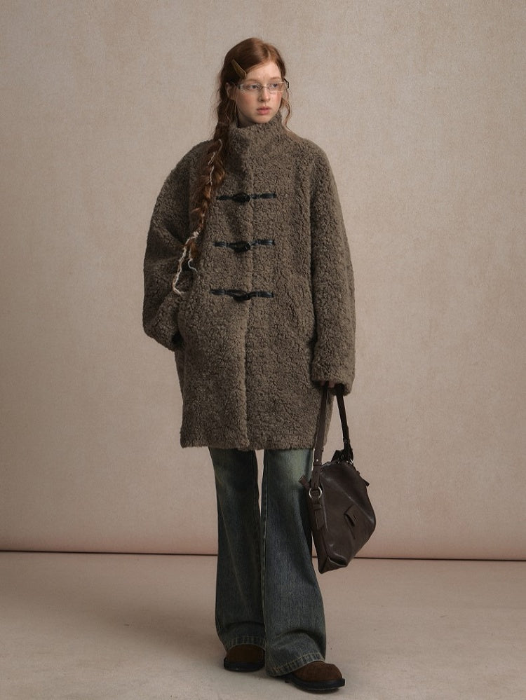 Coat with Toggle Closures Timeless Dark Gray Fleece