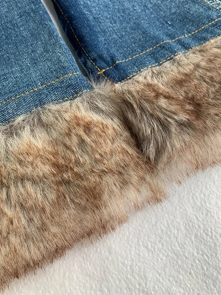 レッグフレアデニムバックルウォーマーストラップ ブルー