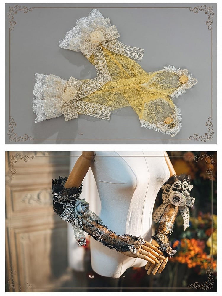 Flower Details 5 with Options Color – Lace Cuffs Wrist and Accents Bow