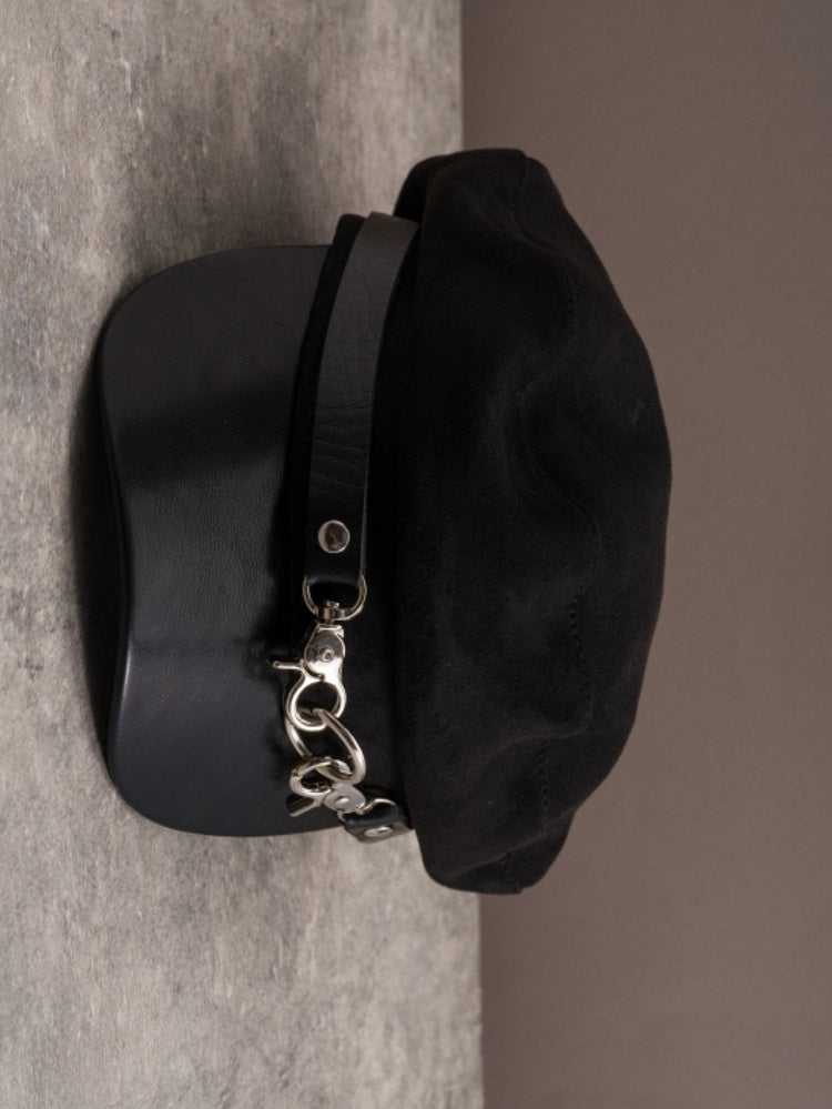 Gothic Buckles Black Design Beret Hat