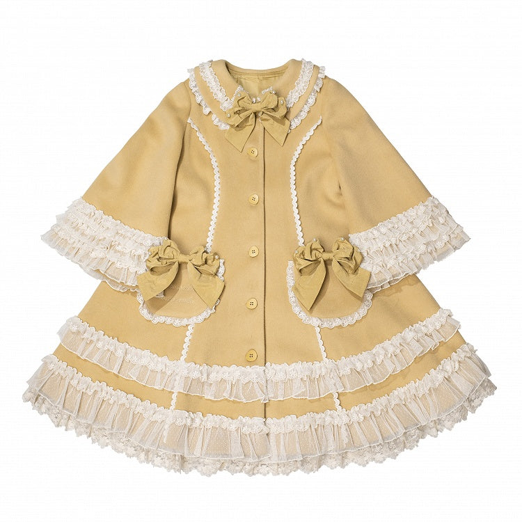 Ruffled Winter Bow Sweet with Accents Lolita Lace and Details Ginger Coat