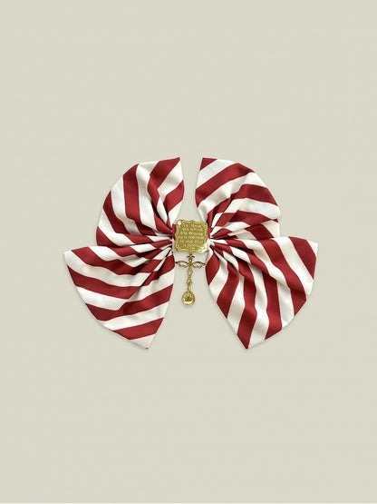 Rot gestreifte Haarspange mit Schleife