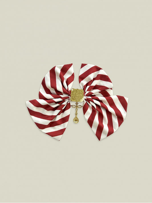 Rot gestreifte Haarspange mit Schleife