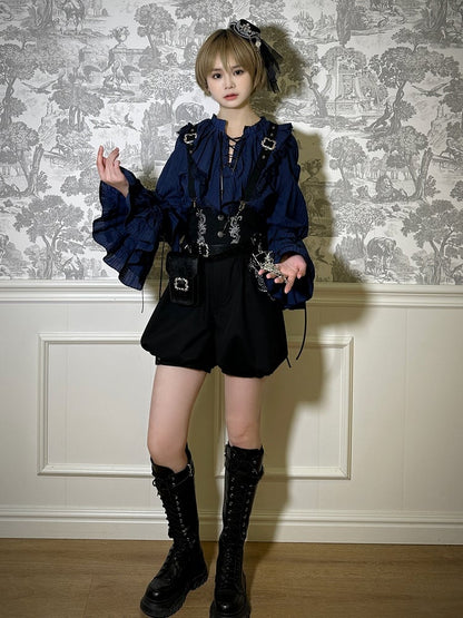 Pirate Shirt Ouji Dark Blue Long Vibes Sleeves Lolita