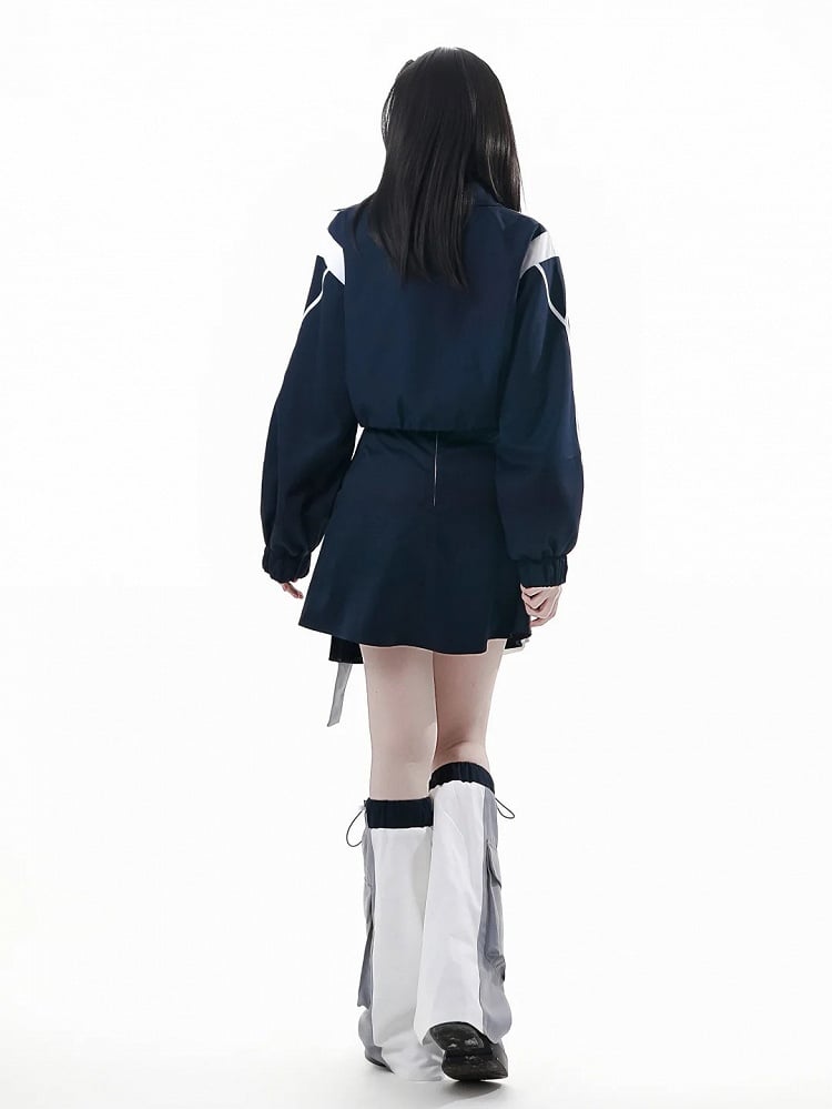 Leg Techwear with White Cuffs Colorblock Gray Warmers Cargo Pocket | Drawstring