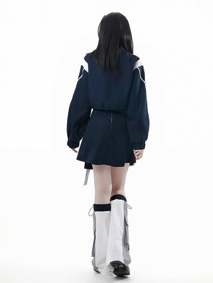 Leg Techwear with White Cuffs Colorblock Gray Warmers Cargo Pocket | Drawstring