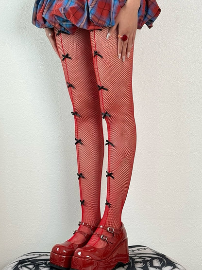 Details Fashion Blue/Black/Red/White Bowknot Tights Gyaru