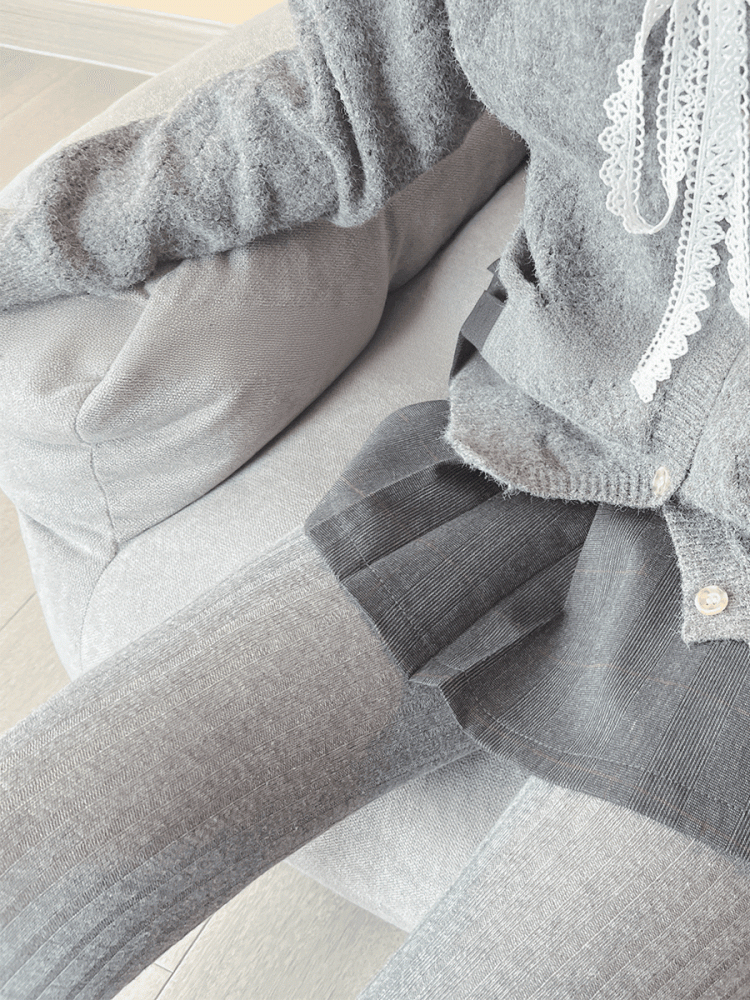 ホワイト/グレーストライプタイツ