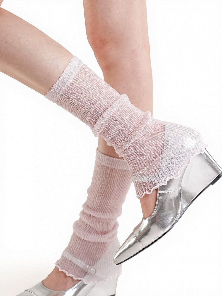 Ribbed Semi-sheer Ruffle Leg Warmers - ModaSwings