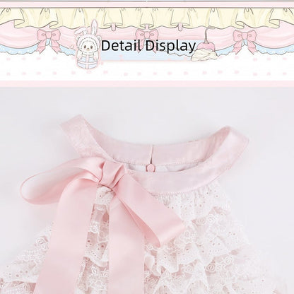 Pink Halter Tiered Ruffle Dress with Lace Trim - serendipity