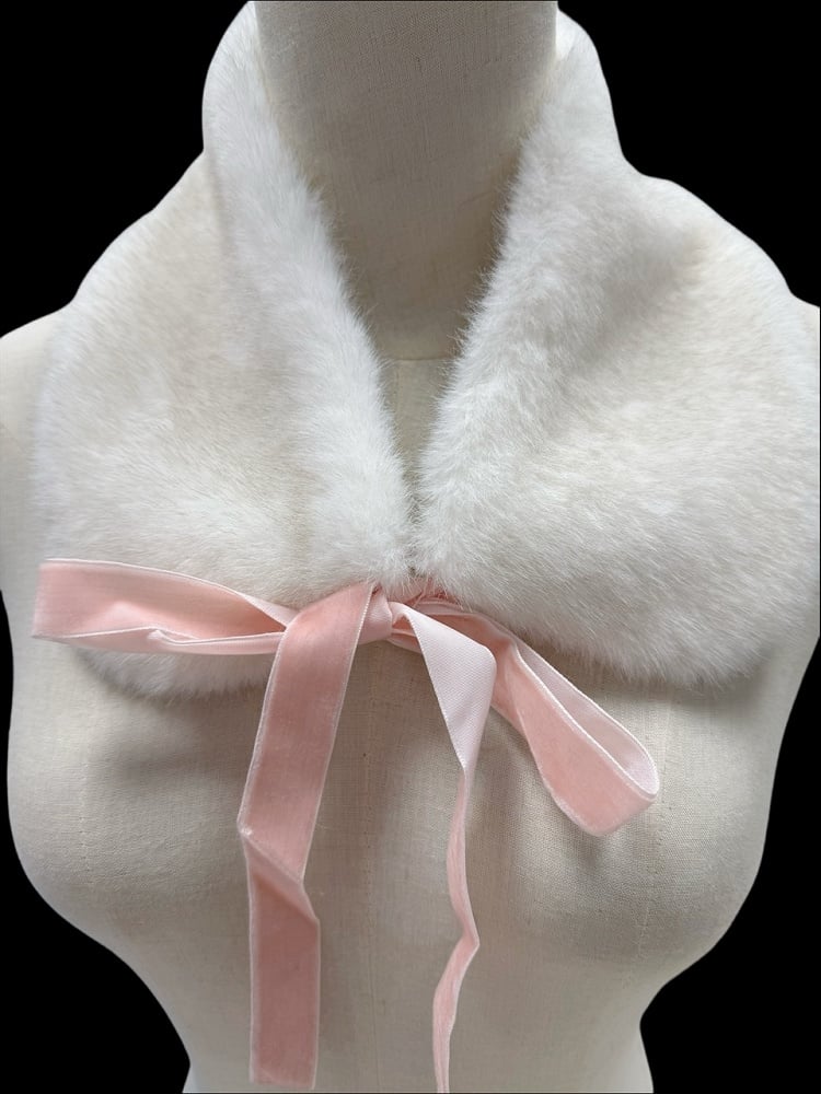 Nœud papillon en peluche blanc/rose Peter avec fermeture à cravate et attaches amovibles
