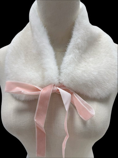 Nœud papillon en peluche blanc/rose Peter avec fermeture à cravate et attaches amovibles