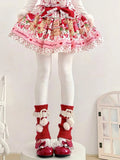 23cm Pom-pom Lace Red Warmers Leg with -