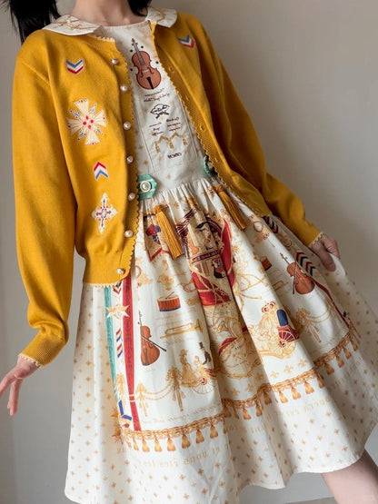 Exquisite Embroidered Knit Cardigan in Yellow - Crucis Universal Tailor Company