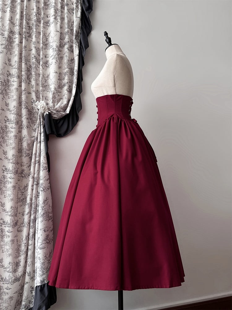 Lolita Waist Skirt High Gothic Boned Red Aristocrat