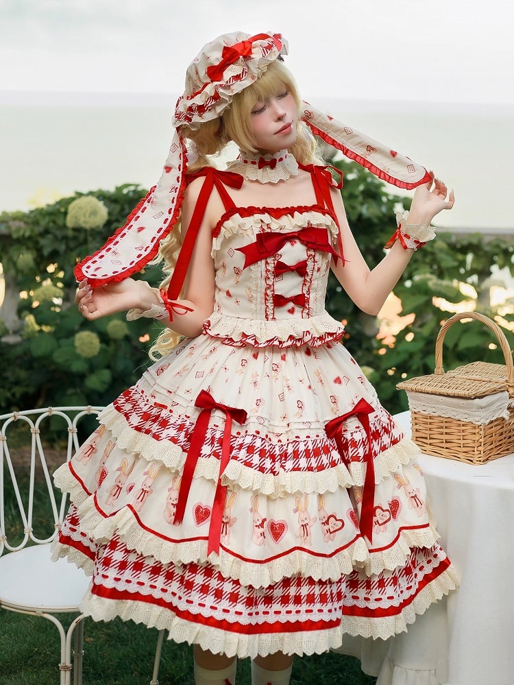 Weiß und Choker-Spitze Rot