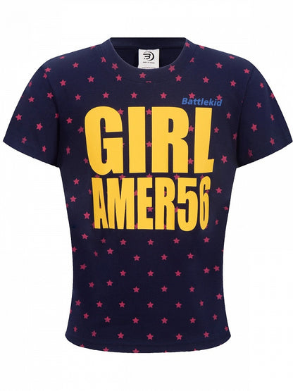 Star Letter Print Navy Yellow Tee - Languid Park