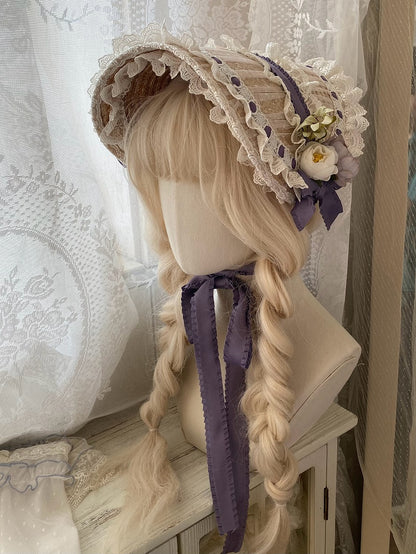 花柄ティーパーティーエレガントなフラットハット