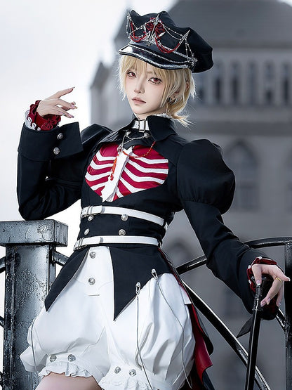 Gothic Prince Outfit Set with Jacket and Choker - Golden Koi Forest