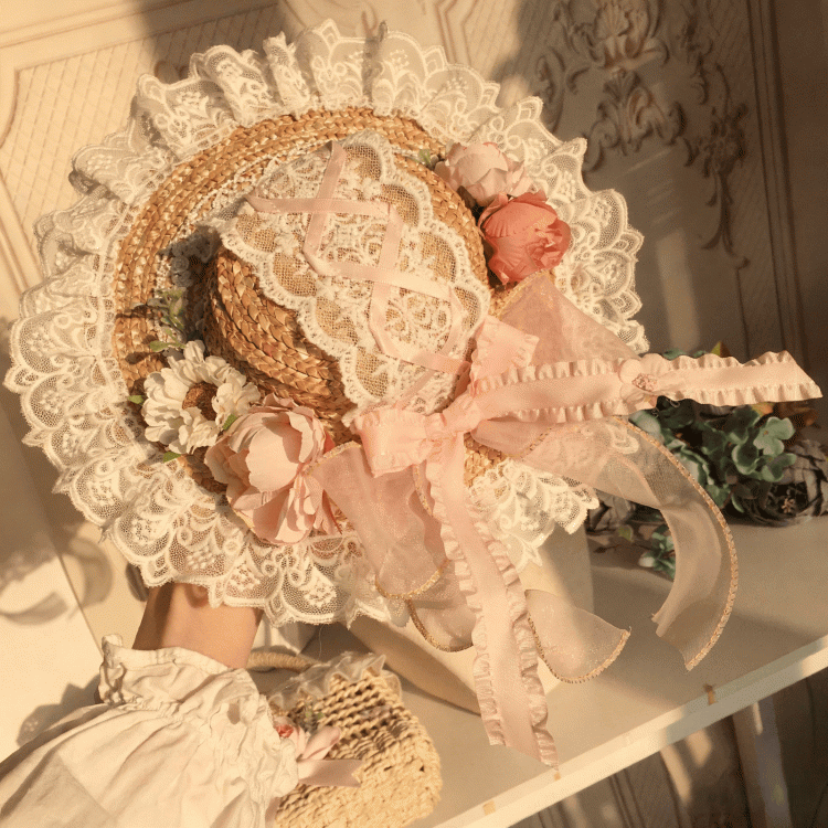 With 3 Color Mini Straw Lolita Clips Hat Country Options