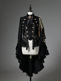 Black Ouji Top & One-Shoulder Cape Tailcoat
