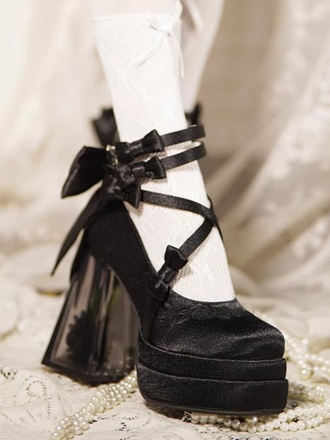 ブラックカメリアフラワーハイブロックヒールエレガントプラットフォームハイヒール