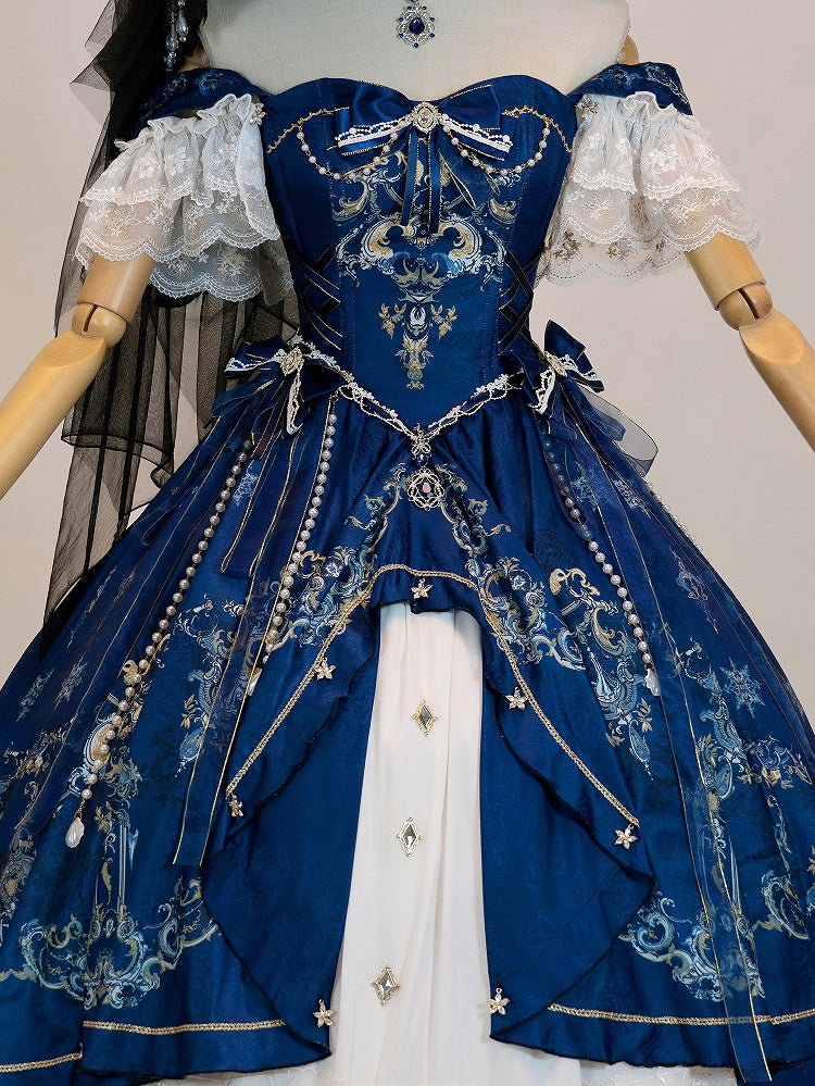 Black / Dark Blue Beaded Waist Chain