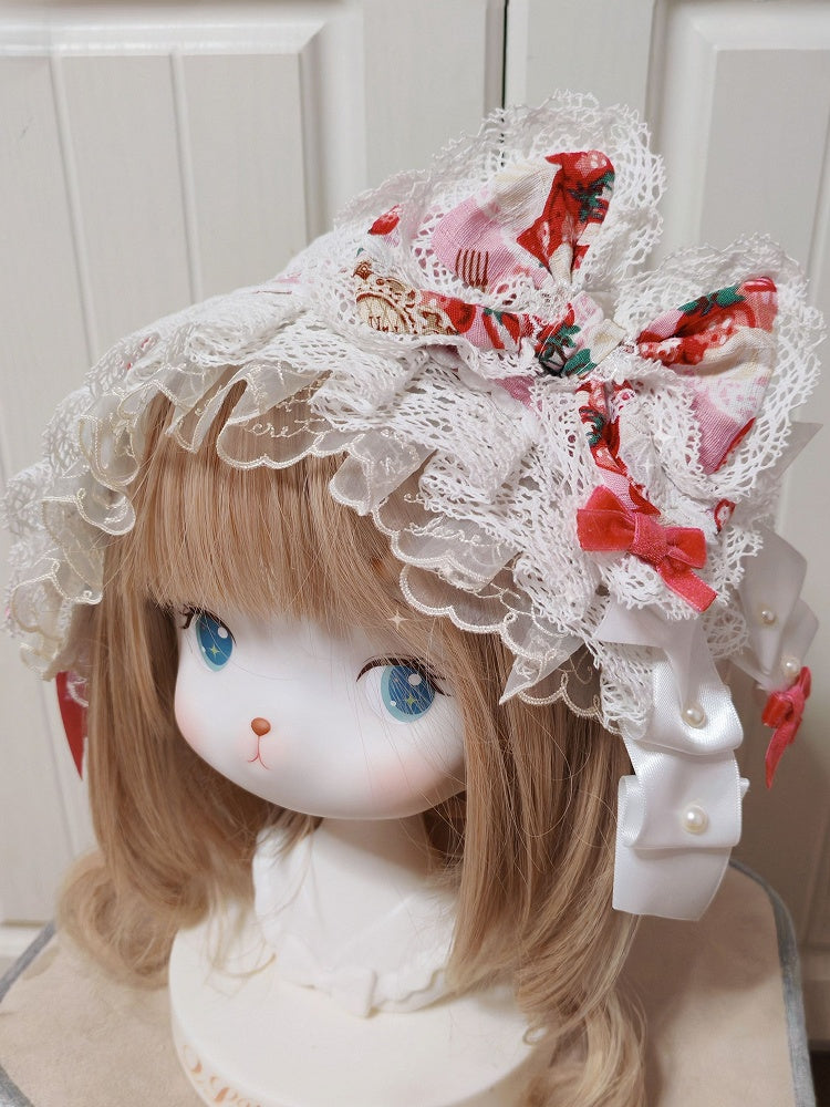Options Lolita 2 Bowknot Color Sweet Strawberry Pattern Hairclip