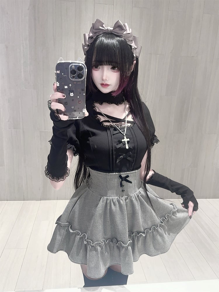 Mint | Knit Criss-Cross Jirai Arm Detachable Kei with Top Dusty Sleeves Neckline