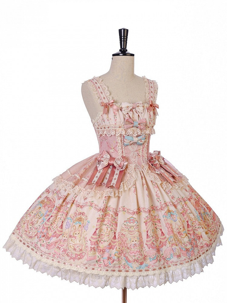 Doll Toy Bed Theme JSK Dress in Pretty Pink with Bow Accents - Alice Girl