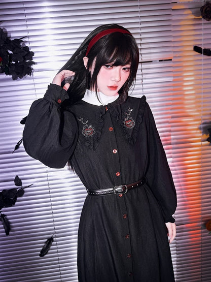 Dress Embroidery Sleeve With Gothic Balloon Black Eden-inspired