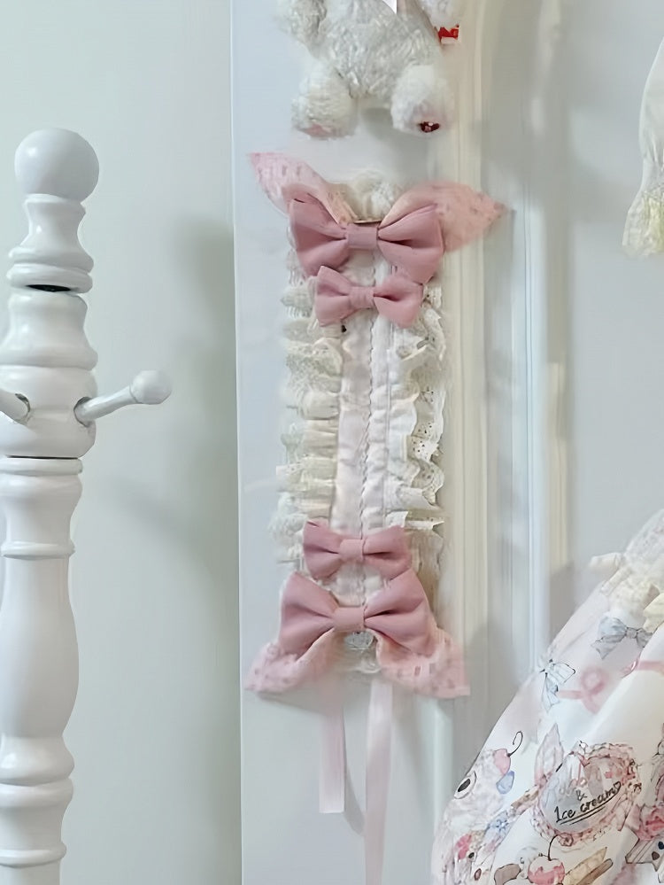 Lace Bow Hairband in Pink & White Tones - Rose Weaving Poetry