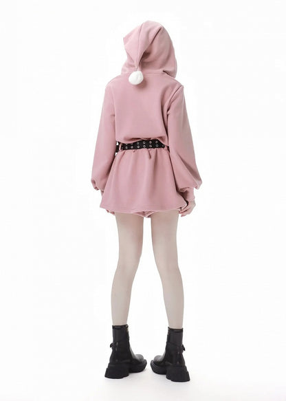 Christmas Puppy Pink Hooded Dress with Pink Shorts