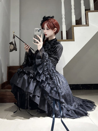 Kuro Sleeves Black Bell with Shirt Bowtie All Layered Gothic Lolita