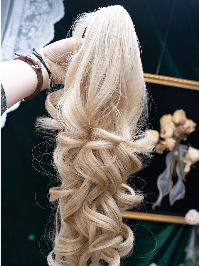 Blonde 45cm Air Bang Wig with 46cm Long Wavy Twin Tails Claw Clip - Alice Garden
