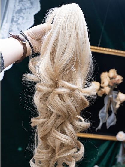 Blonde 45cm Air Bang Wig with 46cm Long Wavy Twin Tails Claw Clip - Alice Garden