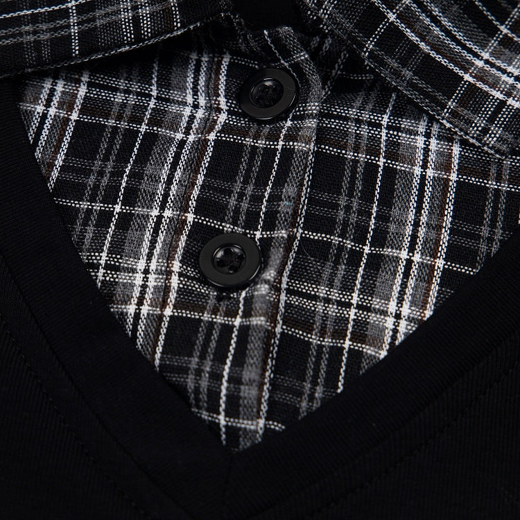 Black Plaid Two-Piece Short Sleeve Top - Languid Park