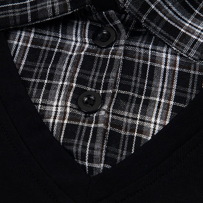 Black Plaid Two-Piece Short Sleeve Top - Languid Park