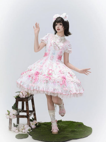 Floral Brooch Pink White Lolita Embellished - Cat Magician