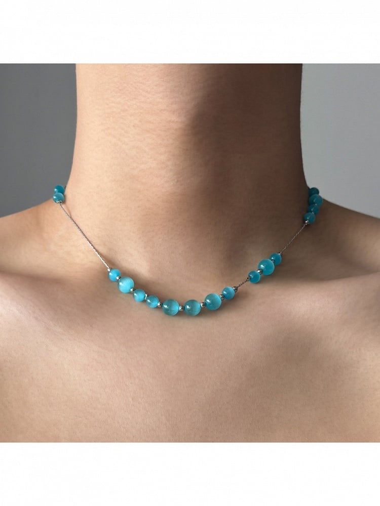 Blue Beaded Irregular Design Necklace - YSHXS