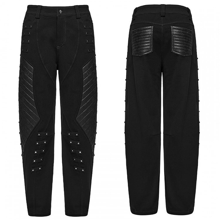 Men's Black Hardcore Punk Streetwear Trousers - Punk Rave