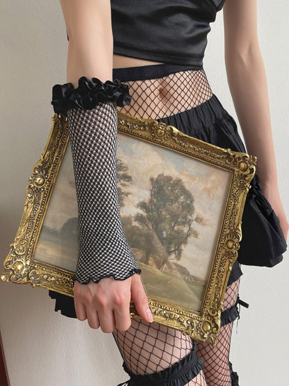 Sleeves Black White Cuffs Ruffled and