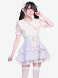 Kei Jirai – Bluse mit weißem Kragen und Schleife