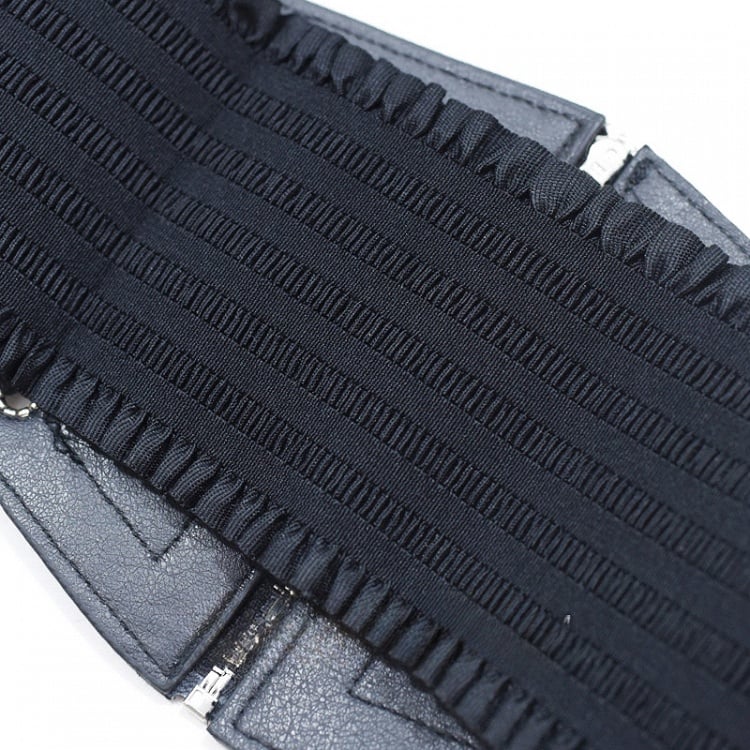 Gothic Schwarzer PU-Korsettgürtel mit Schnürung und Reißverschluss