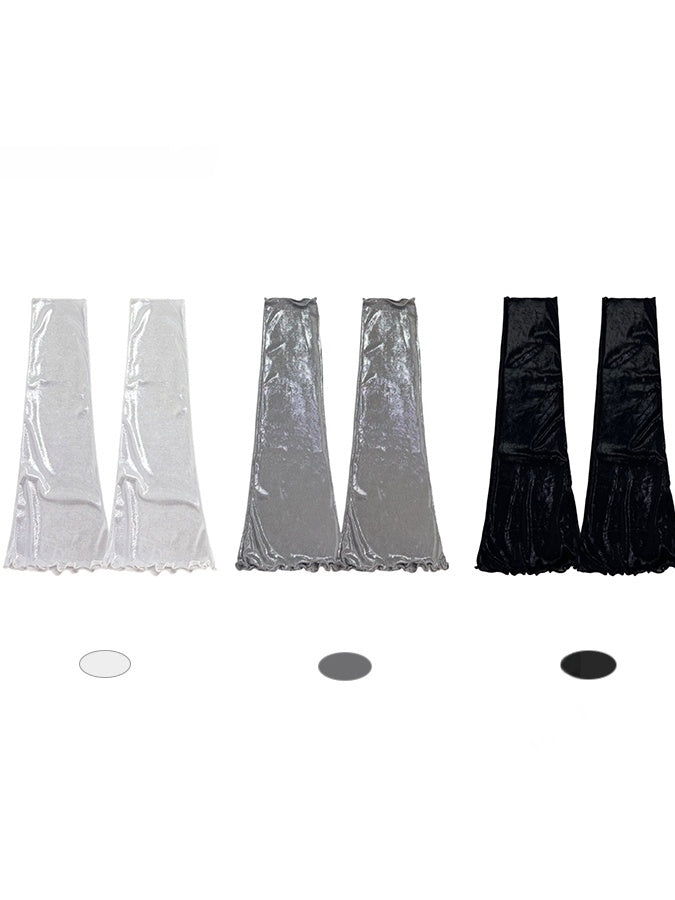 Design Thread Warmers Y2K Leg Ruffled Black/White/Gray Shiny Trim