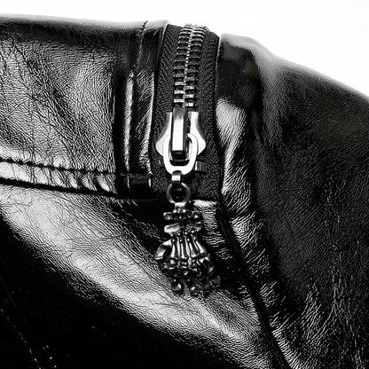 Black Coat Patent Goth Men's Long Leather