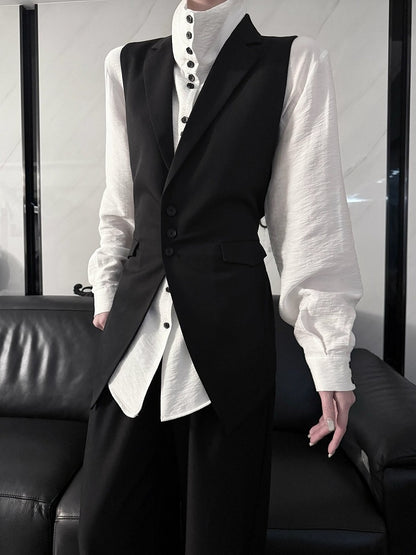 Black Slim-Fit Single-Breasted Waistcoat – Prince Style | Aont